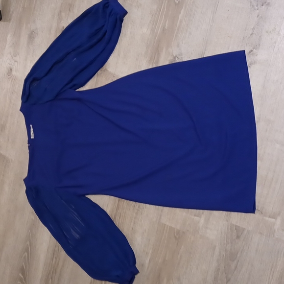 Eliza J. sheer voluminous bishop bubble sleeve pleated sheath dress party Small - Picture 2 of 16